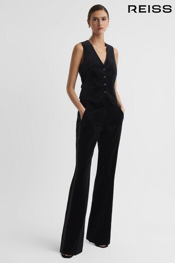 Reiss Black Opal Petite Velvet Flared Suit Trousers (334425) | £198