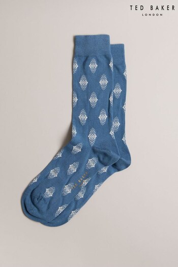 Ted Baker Blue Drenchd Geometric Pattern Socks (334490) | £10