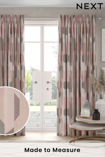Pink Abstract Geo Made to Measure Curtains (334727) | £44