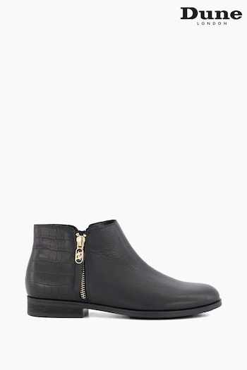 Dune London Pond Side Zip Cropped Ankle Black Boots (334900) | £95