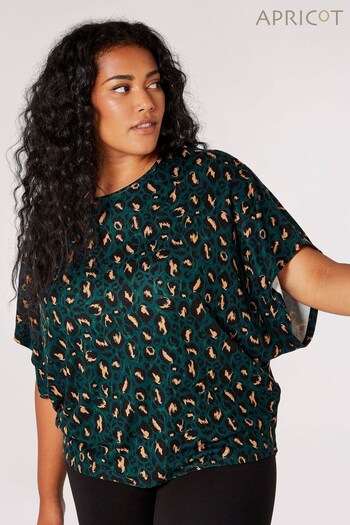 Apricot Green Brushed Cheetah Crew Neck Top (335052) | £35