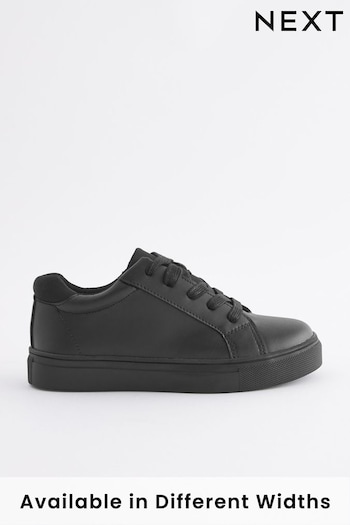 Black Standard Fit (F) Lace Up School BURCH Shoes (335468) | £23 - £33