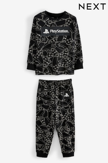 Black/White Playstation Single Long Leg Sleeve Pyjamas (3-16yrs) (335513) | £30 - £38