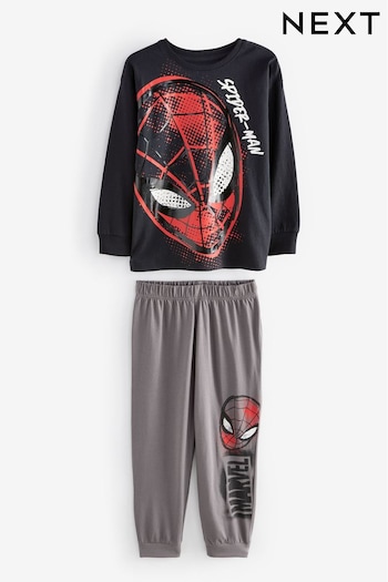 Black/Grey Spiderma Single Long Leg 100% Cotton Pyjamas (3-16yrs) (335546) | £16 - £22