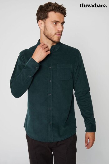 Threadbare Green Cotton Fine Cord Long Sleeve Shirt (335954) | £28