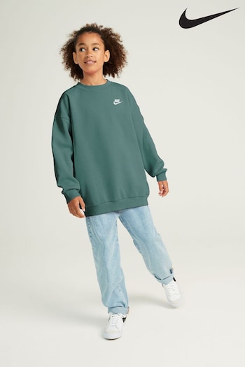 Nike incredible Dark Green Oversized Club Fleece Sweatshirt (336268) | £38