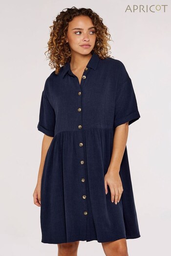Apricot Navy Blue Babydoll Short Sleeve Shirt Dress (336358) | £35