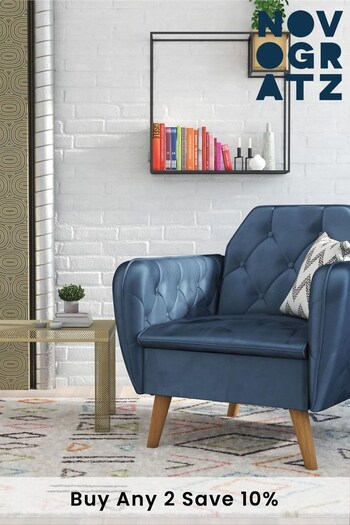 Novogratz Blue Teresa Velvet Memory Foam Accent Chair (336441) | £370
