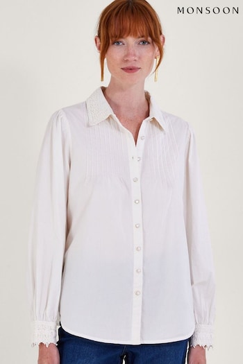 Monsoon Ivory Beth Lace Detail Shirt (336495) | £55