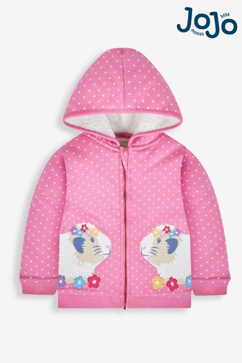 JoJo Maman Bébé Pink Guinea Pig Applique Cosy Hoodie (336591) | £28