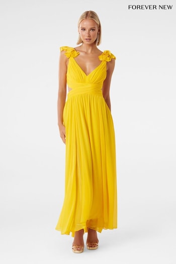 Forever New Yellow Selena Ruffle Shoulder Maxi Dress (336617) | £100