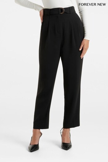 Forever New Black Elizabeth Belted Tapered Trousers (336709) | £50