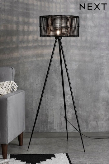Black Kai Rattan Tripod Floor Lamp (336871) | £115