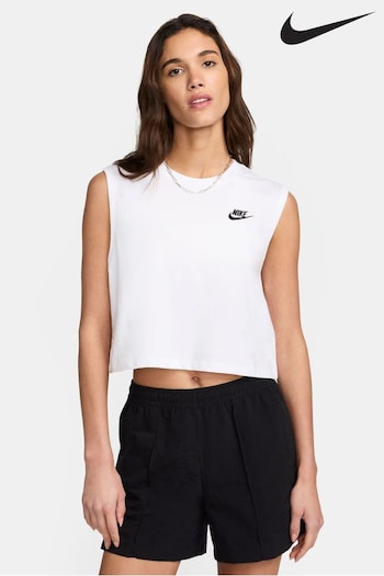Nike White Club Cropped Sleeveless Top (337038) | £23