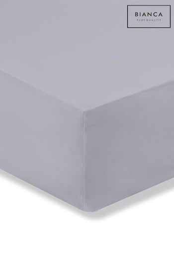 Bianca Grey 200 Thread Count Cotton Percale Extra Deep Fitted Sheet (337180) | £18 - £23