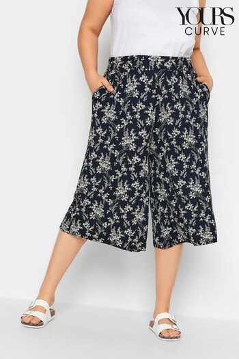 Yours Curve Blue Stretch Jersey Culottes (337559) | £22