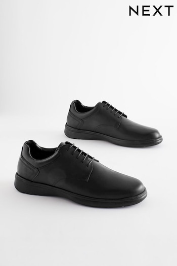 Black Extra Wide Fit Leather Derby Granat Shoes (337624) | £45