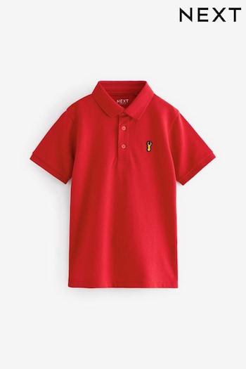 Red Short Sleeve Tan Polo Shirt (3-16yrs) (337688) | £7 - £12