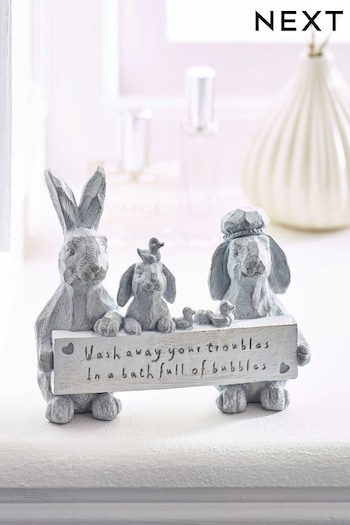Grey Bathroom Bunnies Ornament (337866) | £10