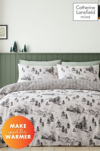 Catherine Lansfield Natural Brushed Cotton Alpine Village Duvet Cover Set (337870) | £20 - £35