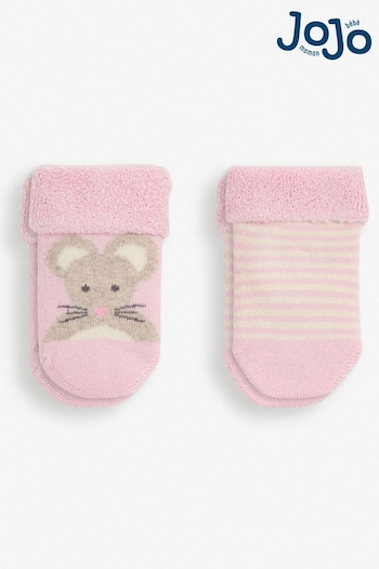 JoJo Maman Bébé Pink Mouse 2-Pack Baby Socks (337871) | £5.50