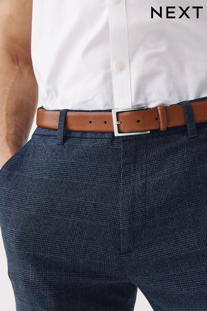 Tan Brown Perforated Leather Belt (337990) | £18