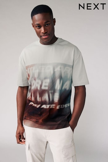 Grey Relaxed fit Heavyweight Graphic Blur T-Shirt (338184) | £22