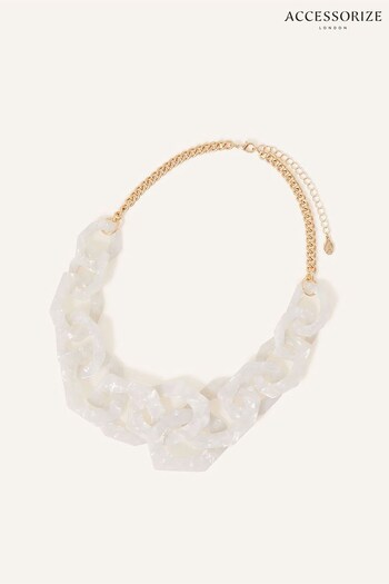 Accessorize Resin Chain Statement White Necklace (338293) | £20