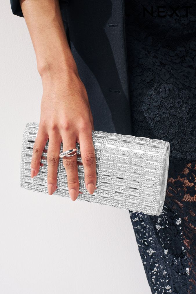 Silver Clutch Bag Silver Clutches for Women Next Official