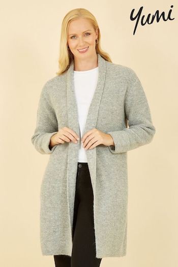 Yumi Grey Knitted Long Cardigan (338338) | £50