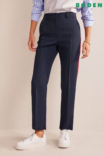 Boden Dark Blue Chrome Petite Kew Side Stripe Trousers (338498) | £80