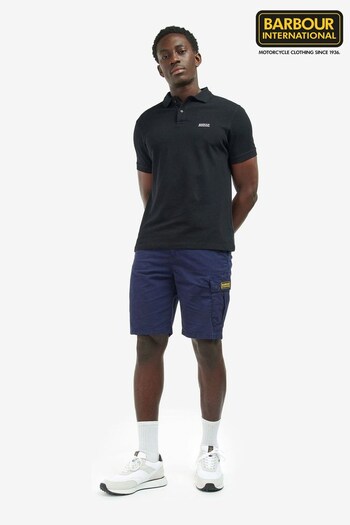 Barbour® International Tourer Pique Black Polo Shirt (338526) | £50