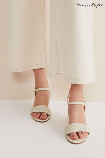 Phase Eight Cream Leather Plait Strap Wedge top Sandals (338929) | £99