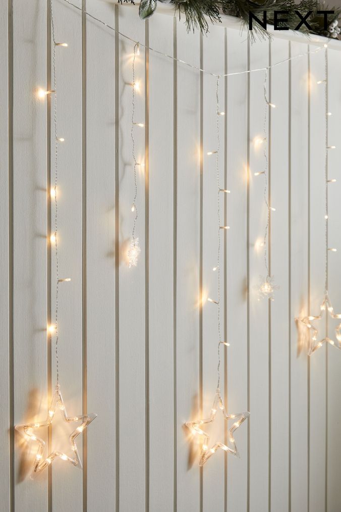 Warm White Light Up Christmas Snowflake Curtain (339287) | £22