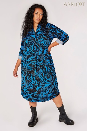 Apricot Blue Marble Swirl Drawstring Zip Dress (339446) | £40