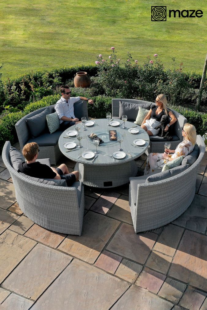 Maze rattan round garden sofa set discount