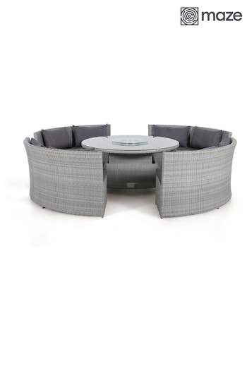 Maze Ascot Grey Garden Round Garden Sofa Dining Set with Rising Table (339890) | £2,220