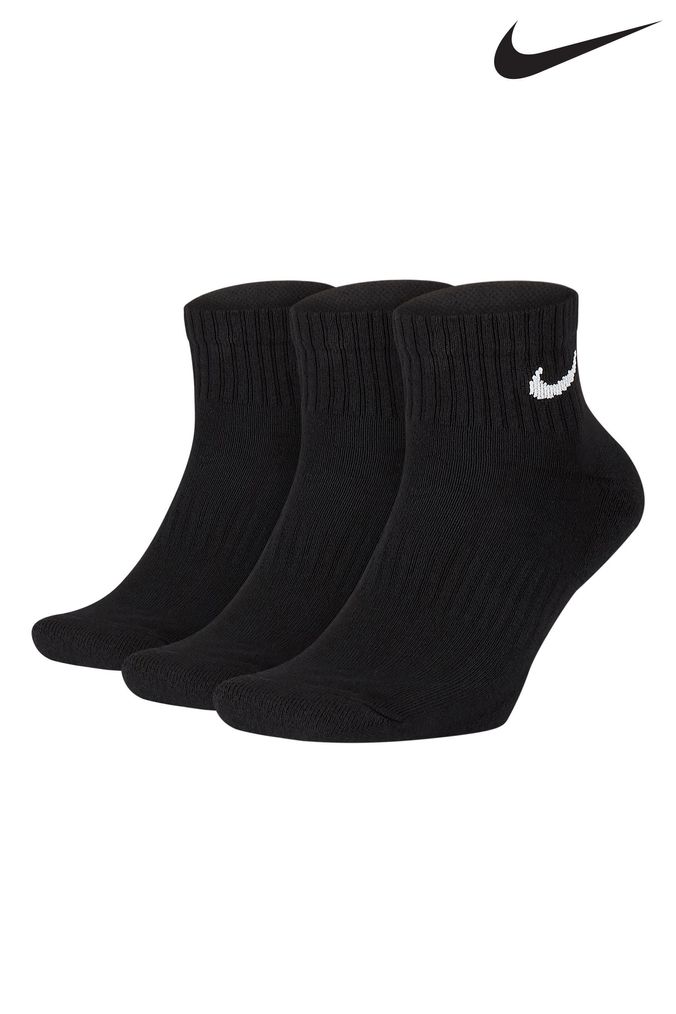 Nike Black Lightweight Cushioned Ankle Socks 3pk (340040) | £14