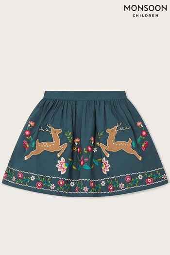 Monsoon Blue Deer Applique Flower Skirt (340096) | £28 - £32