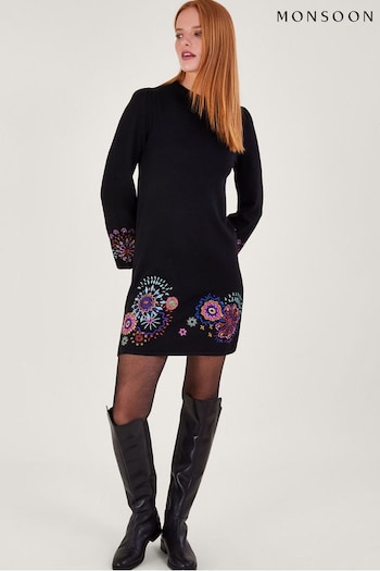Monsoon Embroidered Tunic Black Dress (340097) | £95
