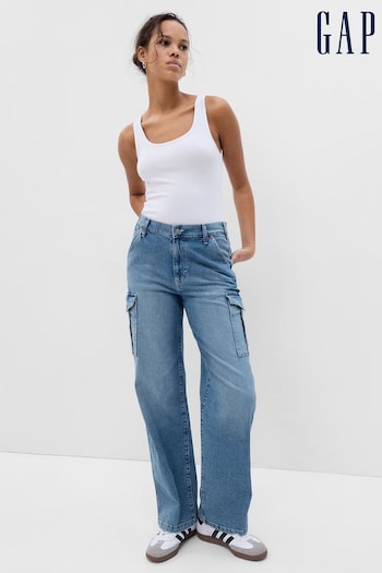 Gap Light Blue 90s Loose Mid Rise Cargo Jeans Moda (340116) | £55