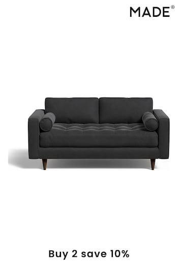 MADE.COM Matt Velvet Charcoal Grey Scott 2 Seater Sofa (340238) | £999