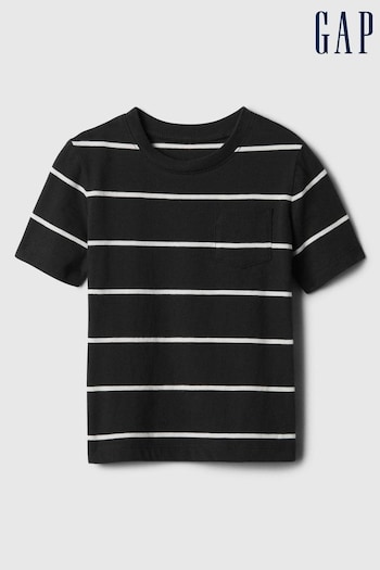 Gap Black Crew Neck Pocket Short Sleeve Stripe T-Shirt (340278) | £8
