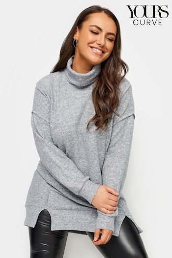 Yours Curve Grey Soft Touch Turtleneck Sweatshirt (341047) | £31