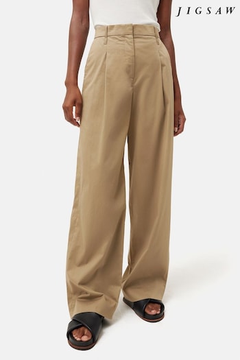 Jigsaw Natural Cotton Pleat Front Trousers (341219) | £130