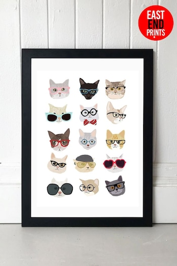 Black Cats in Glasses by Hanna Melin Framed Print (341249) | £47 - £132