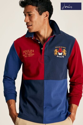 Joules Harlequin Blue Rugby Shirt With Badges (341269) | £69.95
