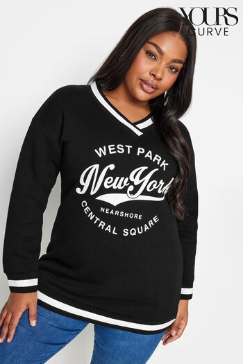Yours Curve Black New York Slogan Sweatshirt (341575) | £31
