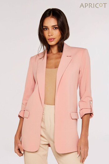 Apricot Pink Turn up Sleeve Open Blazer (341729) | £59
