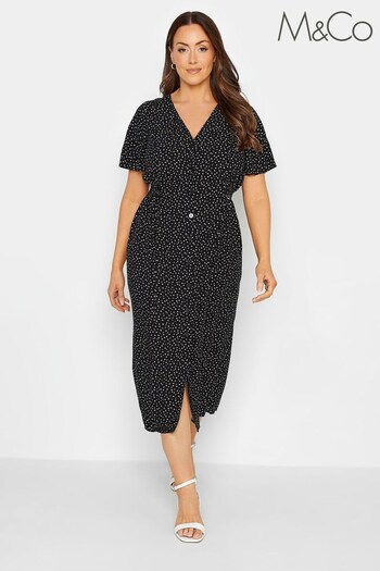 M&Co Black Button Through Shirred Waist Dress (341737) | £34
